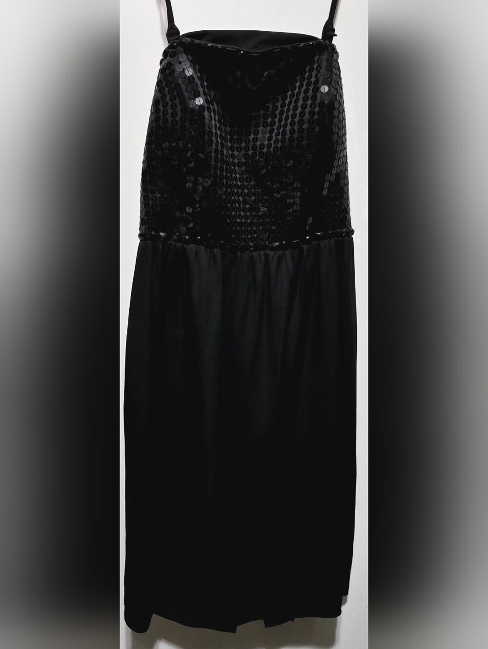 ANTONIO MELANI Black Strapless Sequin Bodice Dress